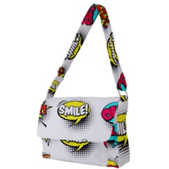 Set-colorful-comic-speech-bubbles Full Print Messenger Bag (s)