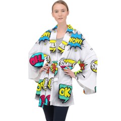 Set-colorful-comic-speech-bubbles Long Sleeve Velvet Kimono 