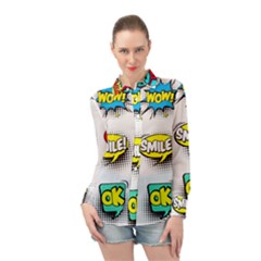 Set-colorful-comic-speech-bubbles Long Sleeve Chiffon Shirt