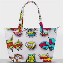 Set-colorful-comic-speech-bubbles Back Pocket Shoulder Bag 