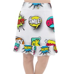 Set-colorful-comic-speech-bubbles Fishtail Chiffon Skirt