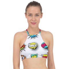 Set-colorful-comic-speech-bubbles Racer Front Bikini Top