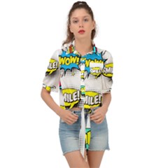 Set-colorful-comic-speech-bubbles Tie Front Shirt 