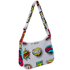 Set-colorful-comic-speech-bubbles Zip Up Shoulder Bag by Jancukart