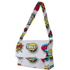 Set-colorful-comic-speech-bubbles Full Print Messenger Bag (l)