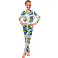 Set-colorful-comic-speech-bubbles Kid s Satin Long Sleeve Pajamas Set