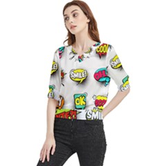 Set-colorful-comic-speech-bubbles Quarter Sleeve Blouse