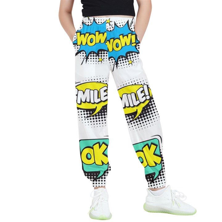 Set-colorful-comic-speech-bubbles Kids  Elastic Waist Pants