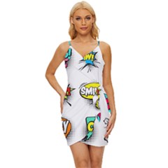 Set-colorful-comic-speech-bubbles Wrap Tie Front Dress