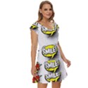 Set-colorful-comic-speech-bubbles Short Sleeve Tiered Mini Dress View3