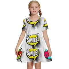 Set-colorful-comic-speech-bubbles Kids  Short Sleeve Tiered Mini Dress by Jancukart