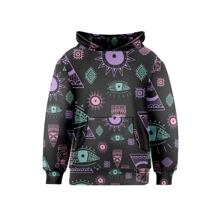 Vintage-seamless-pattern-with-tribal-art-african-style-drawing Kids  Pullover Hoodie