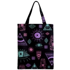 Vintage-seamless-pattern-with-tribal-art-african-style-drawing Zipper Classic Tote Bag