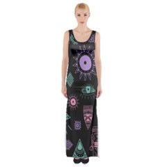 Vintage-seamless-pattern-with-tribal-art-african-style-drawing Thigh Split Maxi Dress