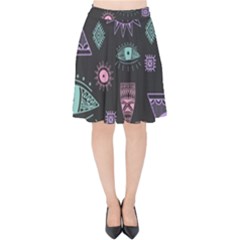 Vintage-seamless-pattern-with-tribal-art-african-style-drawing Velvet High Waist Skirt