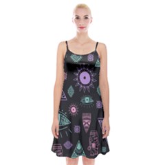 Vintage-seamless-pattern-with-tribal-art-african-style-drawing Spaghetti Strap Velvet Dress