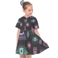 Vintage-seamless-pattern-with-tribal-art-african-style-drawing Kids  Sailor Dress