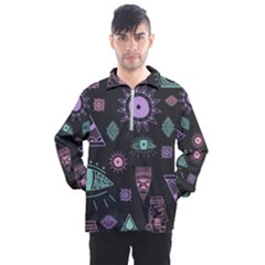 Vintage-seamless-pattern-with-tribal-art-african-style-drawing Men s Half Zip Pullover