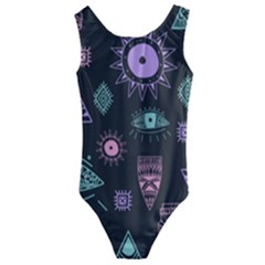 Vintage-seamless-pattern-with-tribal-art-african-style-drawing Kids  Cut-out Back One Piece Swimsuit