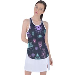 Vintage-seamless-pattern-with-tribal-art-african-style-drawing Racer Back Mesh Tank Top