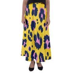 Leopard-print-seamless-pattern Flared Maxi Skirt