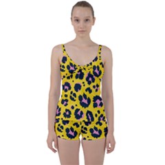 Leopard-print-seamless-pattern Tie Front Two Piece Tankini