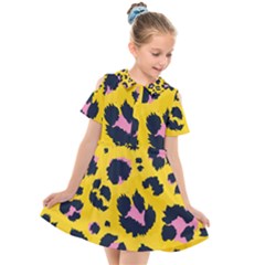 Leopard-print-seamless-pattern Kids  Short Sleeve Shirt Dress