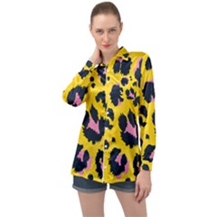 Leopard-print-seamless-pattern Long Sleeve Satin Shirt