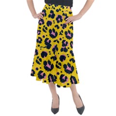 Leopard-print-seamless-pattern Midi Mermaid Skirt