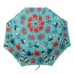 Seamless-pattern-nautical-icons-cartoon-style Folding Umbrellas by Jancukart