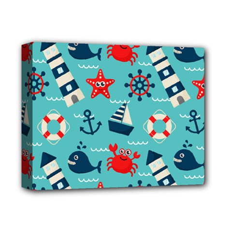 Seamless-pattern-nautical-icons-cartoon-style Deluxe Canvas 14  X 11  (stretched)