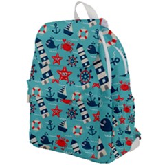 Seamless-pattern-nautical-icons-cartoon-style Top Flap Backpack