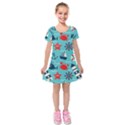 Seamless-pattern-nautical-icons-cartoon-style Kids  Short Sleeve Velvet Dress View1