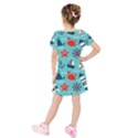 Seamless-pattern-nautical-icons-cartoon-style Kids  Short Sleeve Velvet Dress View2