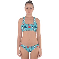 Seamless-pattern-nautical-icons-cartoon-style Cross Back Hipster Bikini Set