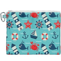 Seamless-pattern-nautical-icons-cartoon-style Canvas Cosmetic Bag (xxxl)