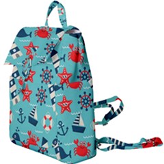 Seamless-pattern-nautical-icons-cartoon-style Buckle Everyday Backpack