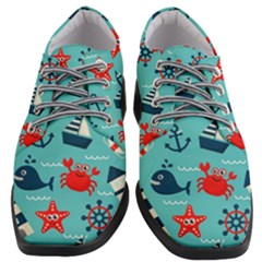 Seamless-pattern-nautical-icons-cartoon-style Women Heeled Oxford Shoes