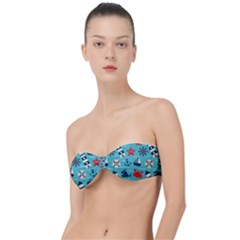 Seamless-pattern-nautical-icons-cartoon-style Classic Bandeau Bikini Top 