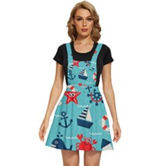 Seamless-pattern-nautical-icons-cartoon-style Apron Dress by Jancukart