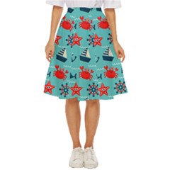 Seamless-pattern-nautical-icons-cartoon-style Classic Short Skirt