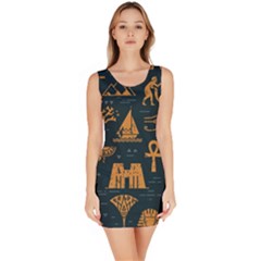 Dark-seamless-pattern-symbols-landmarks-signs-egypt Bodycon Dress