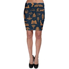 Dark-seamless-pattern-symbols-landmarks-signs-egypt Bodycon Skirt