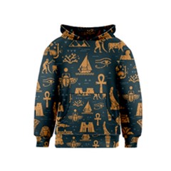 Dark-seamless-pattern-symbols-landmarks-signs-egypt Kids  Pullover Hoodie by Jancukart