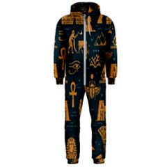 Dark-seamless-pattern-symbols-landmarks-signs-egypt Hooded Jumpsuit (men) by Jancukart