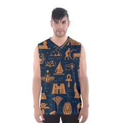 Dark-seamless-pattern-symbols-landmarks-signs-egypt Men s Basketball Tank Top