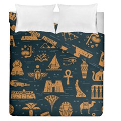 Dark-seamless-pattern-symbols-landmarks-signs-egypt Duvet Cover Double Side (queen Size) by Jancukart