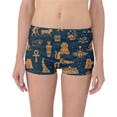 Dark-seamless-pattern-symbols-landmarks-signs-egypt Reversible Boyleg Bikini Bottoms