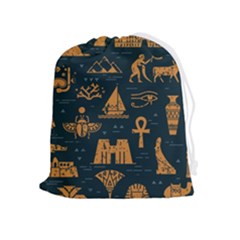 Dark-seamless-pattern-symbols-landmarks-signs-egypt Drawstring Pouch (xl)