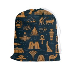 Dark-seamless-pattern-symbols-landmarks-signs-egypt Drawstring Pouch (2xl)